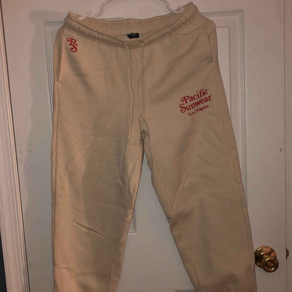 Cream and Red fleece lined PacSun Joggers